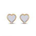 Romantic Radiance: 10kt Yellow Gold Princess Diamond Heart Earrings - Splendid Jewellery