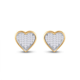 Romantic Radiance: 10kt Yellow Gold Princess Diamond Heart Earrings - Splendid Jewellery