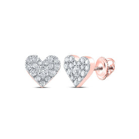 Romantic Reflections: 10kt Rose Gold Heart Diamond Earrings - Splendid Jewellery