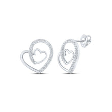 Load image into Gallery viewer, Romantic Reflections: 10kt White Gold Diamond Heart Earrings - Splendid Jewellery
