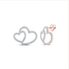 Romantic Rose: 10kt Rose Gold Womens Round Diamond Heart Earrings 1/3 Cttw - Splendid Jewellery