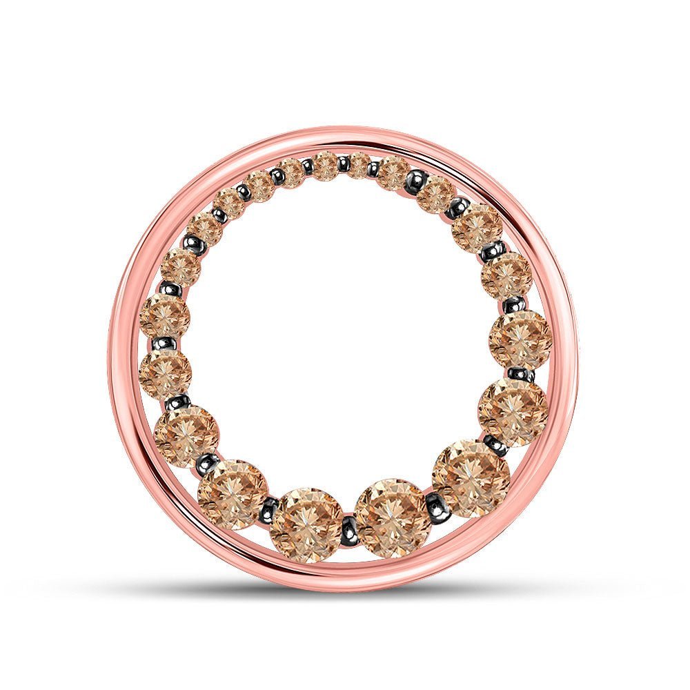 Romantic Rose Gold Brown Diamond Circle Pendant - Splendid Jewellery