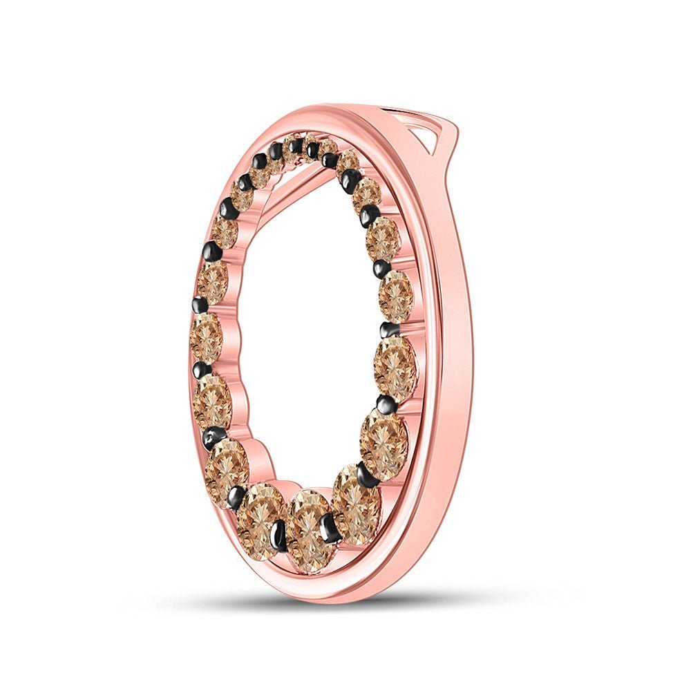 Romantic Rose Gold Brown Diamond Circle Pendant - Splendid Jewellery