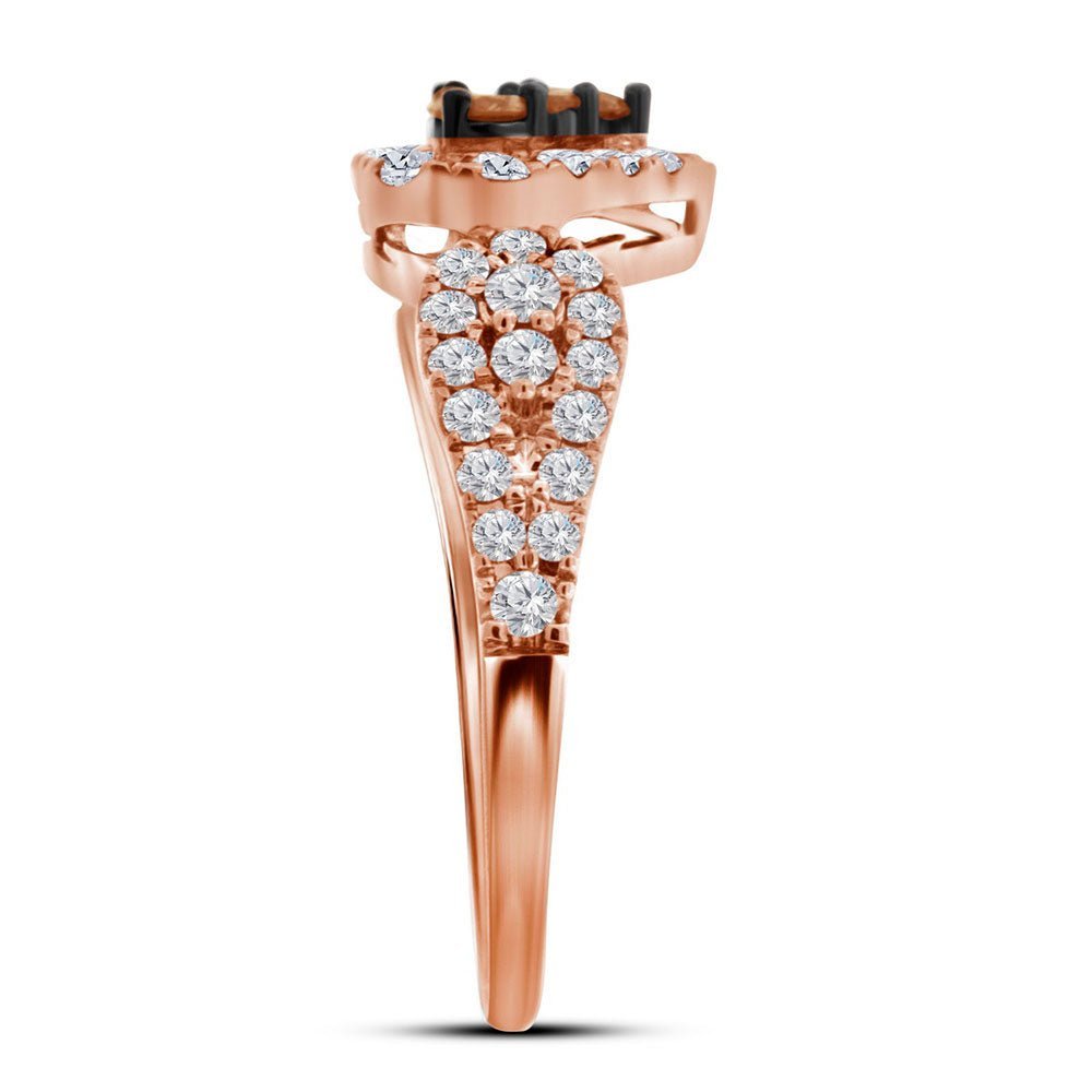 Romantic Rose Gold Brown Diamond Heart Cluster Ring - Splendid Jewellery