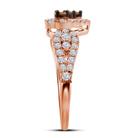 Romantic Rose Gold Brown Diamond Heart Cluster Ring - Splendid Jewellery