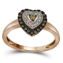 Load image into Gallery viewer, Romantic Rose Gold Brown Diamond Heart Ring - A Symbol of Love and Elegance - Alternate view 1 from Splendid Jewellery