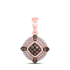 Romantic Rose Gold Brown Diamond Offset Square Pendant - Splendid Jewellery