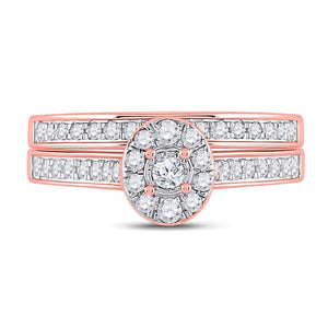 Romantic Rose Gold Diamond Bridal Wedding Ring Set - Splendid Jewellery