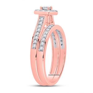 Romantic Rose Gold Diamond Bridal Wedding Ring Set - Splendid Jewellery