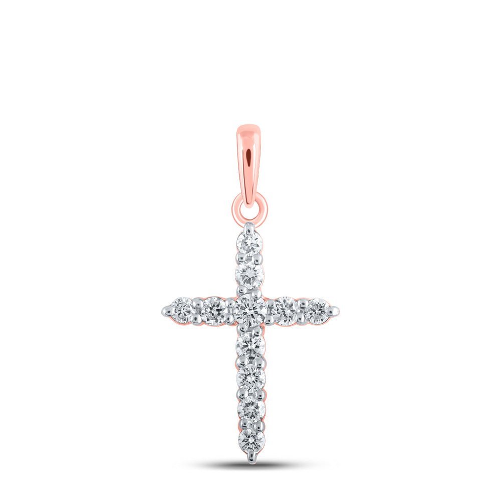 Romantic Rose Gold Diamond Cross Pendant - A Symbol of Faith and Love - Splendid Jewellery