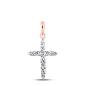 Romantic Rose Gold Diamond Cross Pendant - A Symbol of Faith and Love - Splendid Jewellery