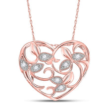 Load image into Gallery viewer, Romantic Rose Gold Diamond Floral Heart Pendant - Splendid Jewellery