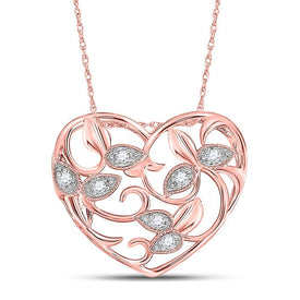 Romantic Rose Gold Diamond Floral Heart Pendant - Splendid Jewellery