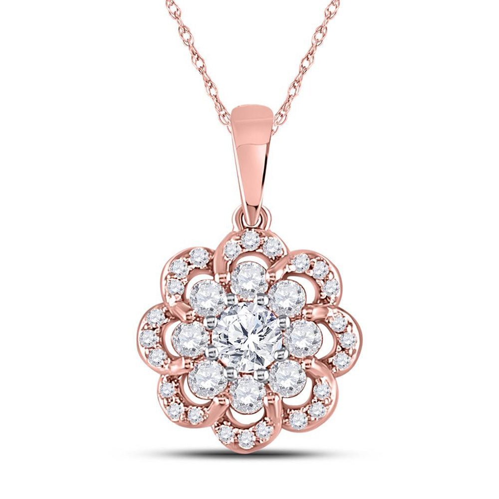 Romantic Rose Gold Diamond Flower Cluster Pendant - Splendid Jewellery