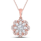 Romantic Rose Gold Diamond Flower Cluster Pendant - Splendid Jewellery