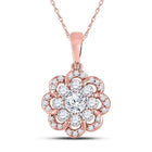 Romantic Rose Gold Diamond Flower Cluster Pendant - Splendid Jewellery