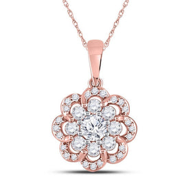 Romantic Rose Gold Diamond Flower Cluster Pendant - Splendid Jewellery