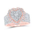 Romantic Rose Gold Diamond Heart Bridal Wedding Ring Set - Splendid Jewellery