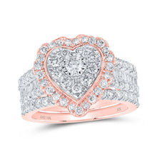 Load image into Gallery viewer, Romantic Rose Gold Diamond Heart Bridal Wedding Ring Set - Splendid Jewellery