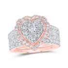 Romantic Rose Gold Diamond Heart Bridal Wedding Ring Set - Splendid Jewellery