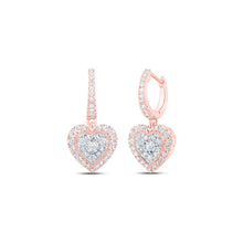 Load image into Gallery viewer, Romantic Rose Gold Diamond Heart Dangle Earrings - Splendid Jewellery
