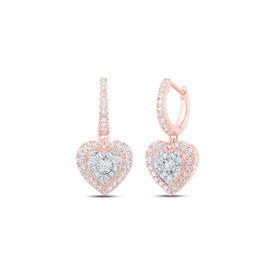 Romantic Rose Gold Diamond Heart Dangle Earrings - Splendid Jewellery