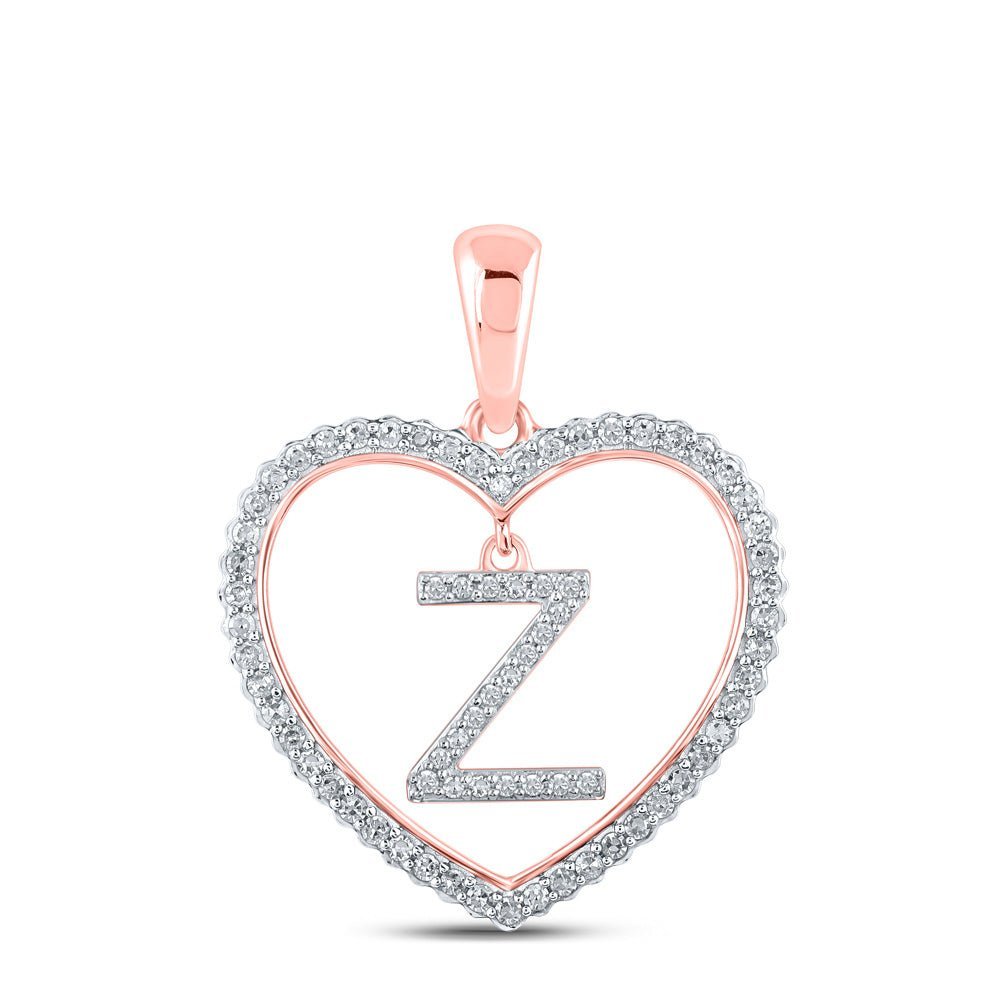 Romantic Rose Gold Diamond Heart Initial Pendant - Splendid Jewellery