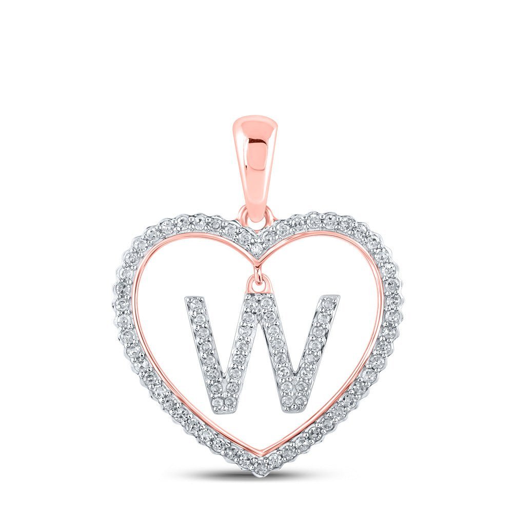 Romantic Rose Gold Diamond Heart Initial Pendant - Splendid Jewellery