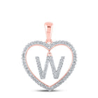 Romantic Rose Gold Diamond Heart Initial Pendant - Splendid Jewellery