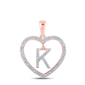 Romantic Rose Gold Diamond Heart Initial Pendant - Splendid Jewellery