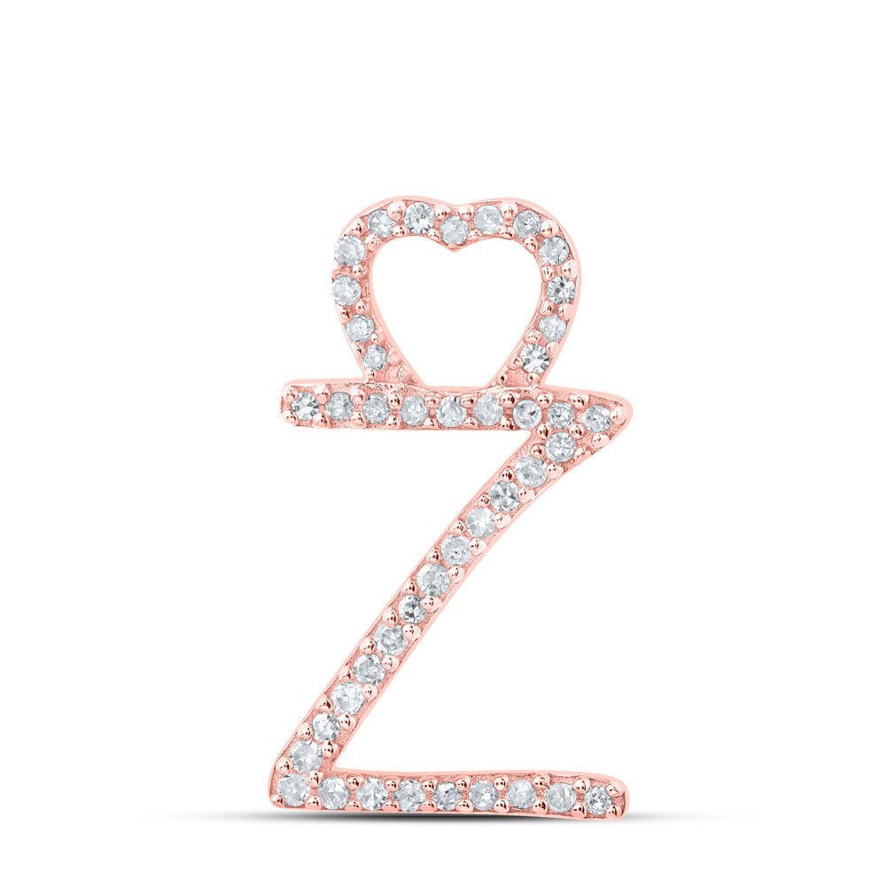 Romantic Rose Gold Diamond Heart Initial Pendant - Splendid Jewellery