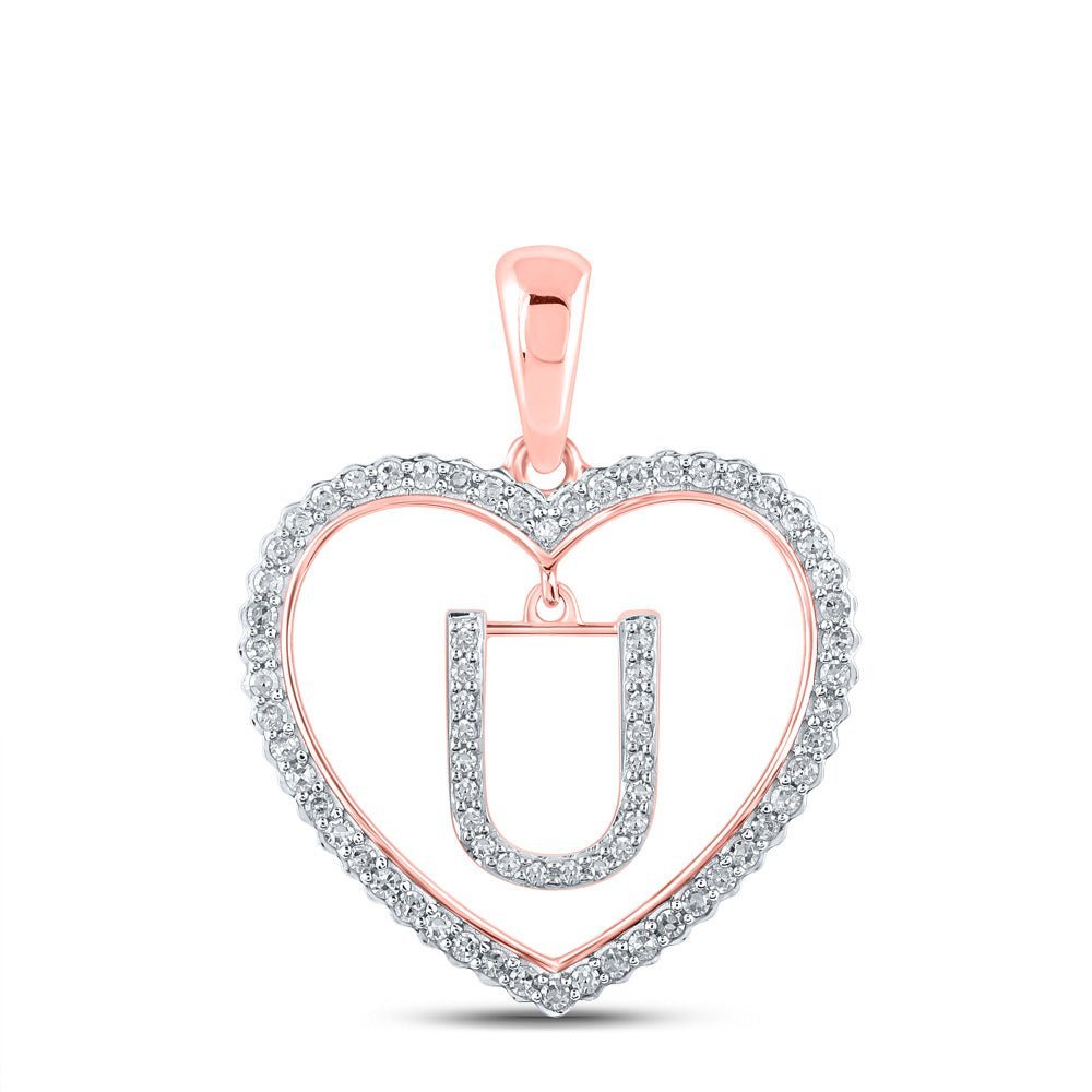 Romantic Rose Gold Diamond Heart Initial Pendant - Splendid Jewellery