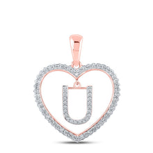 Load image into Gallery viewer, Romantic Rose Gold Diamond Heart Initial Pendant - Splendid Jewellery