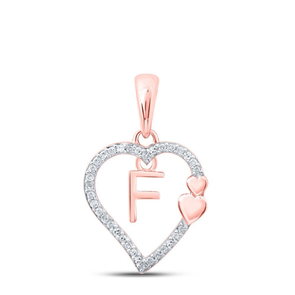 Romantic Rose Gold Diamond Heart Initial Pendant - Splendid Jewellery