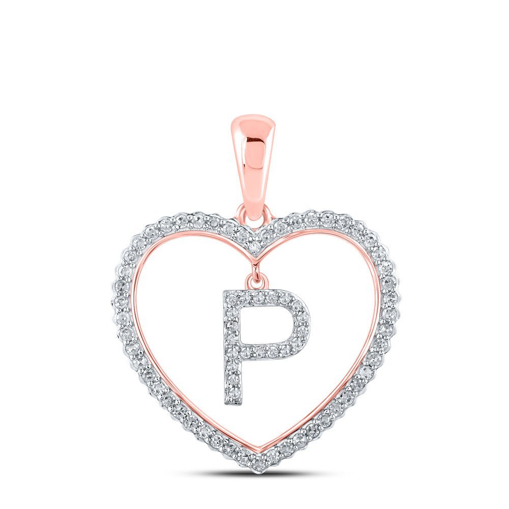 Romantic Rose Gold Diamond Heart Initial Pendant - Splendid Jewellery