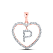 Load image into Gallery viewer, Romantic Rose Gold Diamond Heart Initial Pendant - Splendid Jewellery