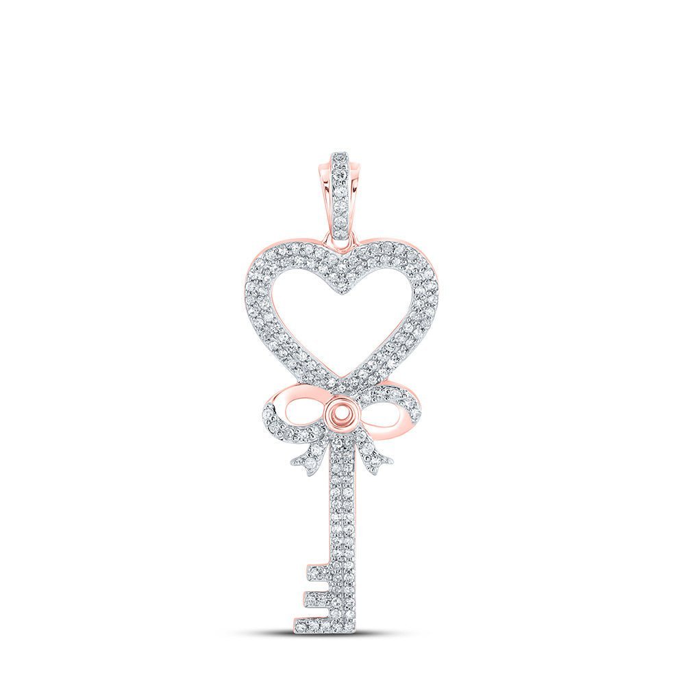 Romantic Rose Gold Diamond Heart Key Pendant - Splendid Jewellery