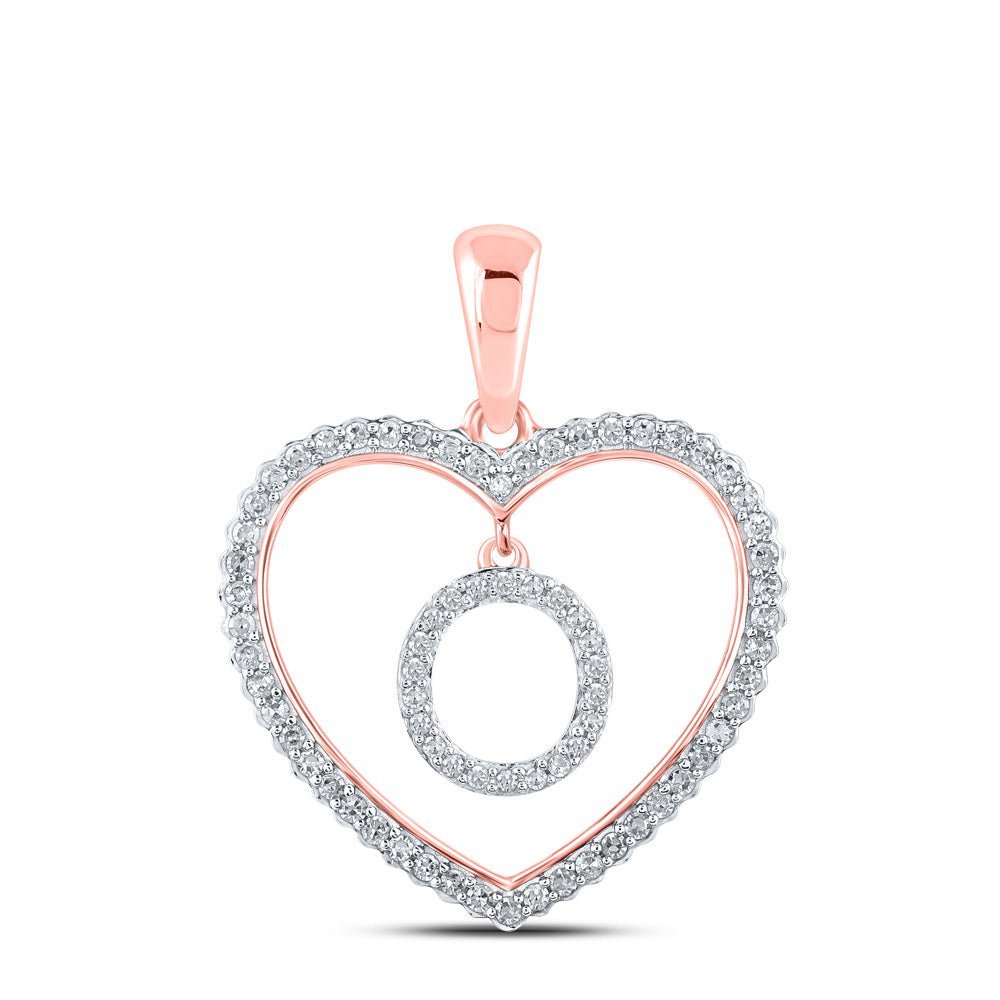 Romantic Rose Gold Diamond Heart "O" Pendant - Splendid Jewellery