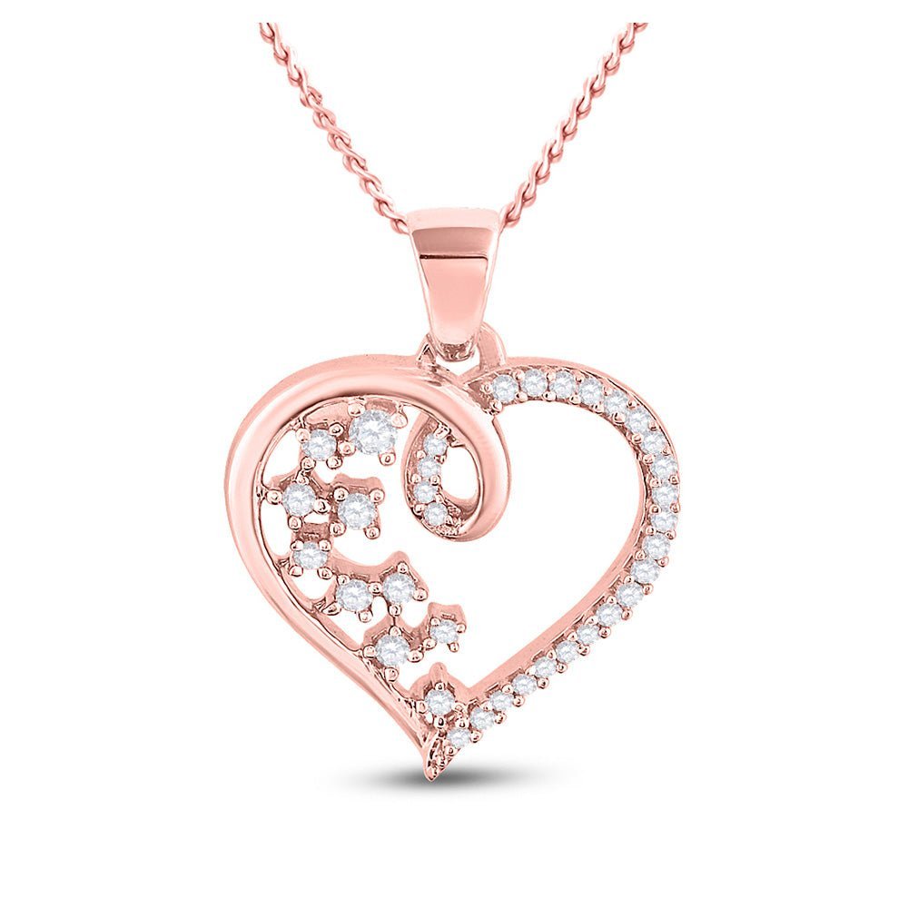 Romantic Rose Gold Diamond Heart Pendant - Splendid Jewellery