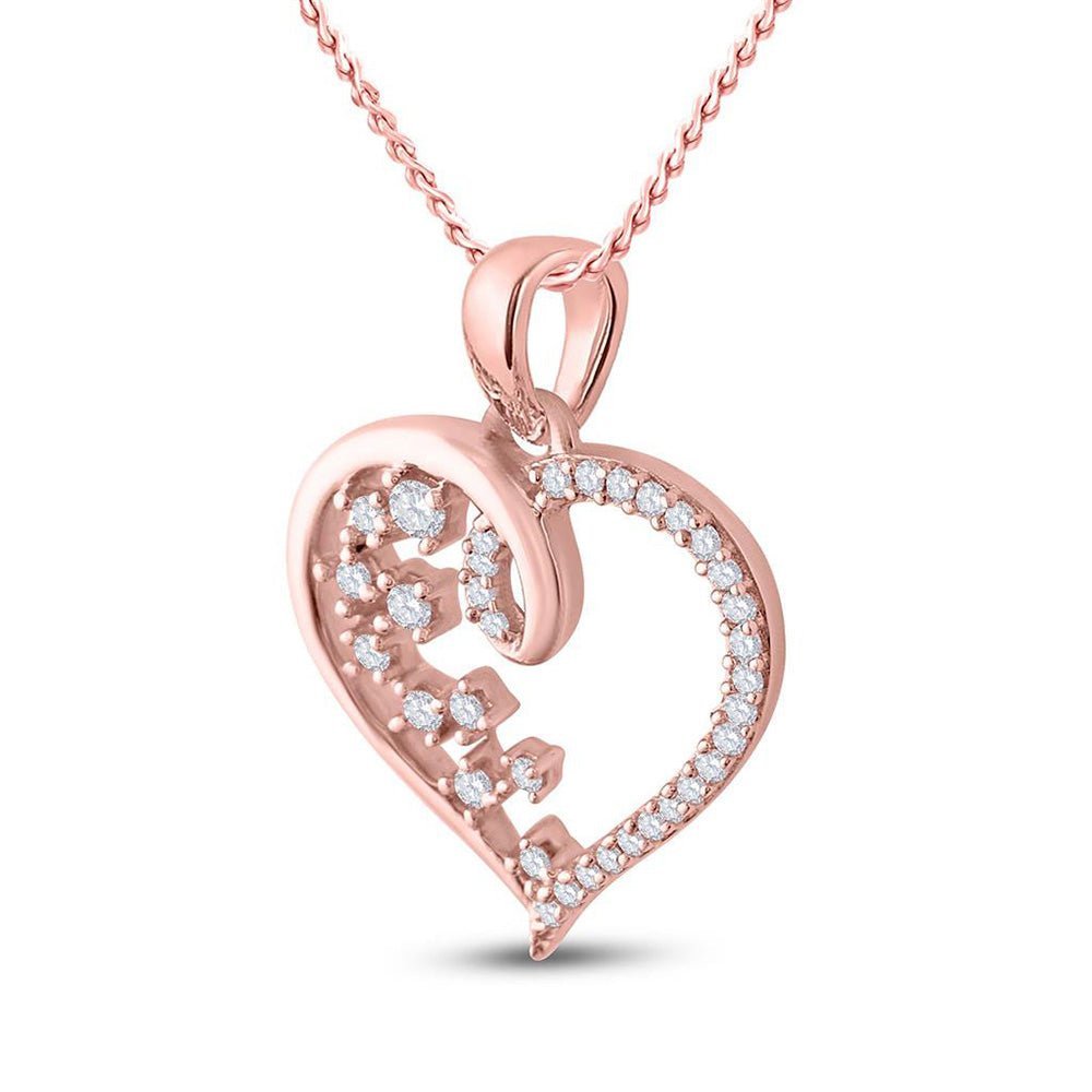 Romantic Rose Gold Diamond Heart Pendant - Splendid Jewellery