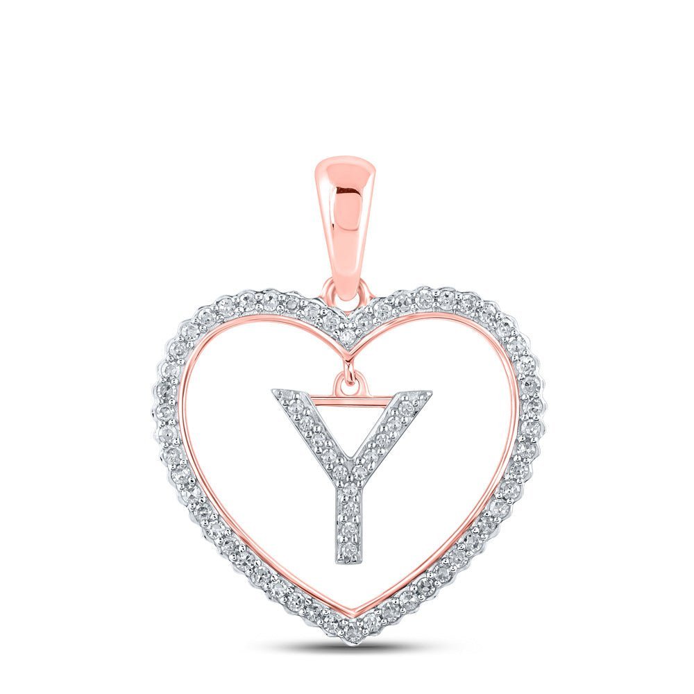Romantic Rose Gold Diamond Heart "Y" Pendant - Splendid Jewellery