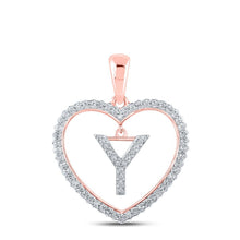 Load image into Gallery viewer, Romantic Rose Gold Diamond Heart "Y" Pendant - Splendid Jewellery