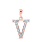 Romantic Rose Gold Diamond Initial V Pendant - Personalized Charm Necklace - Splendid Jewellery