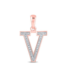 Load image into Gallery viewer, Romantic Rose Gold Diamond Initial V Pendant - Personalized Charm Necklace - Splendid Jewellery