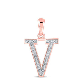 Romantic Rose Gold Diamond Initial V Pendant - Personalized Charm Necklace - Splendid Jewellery