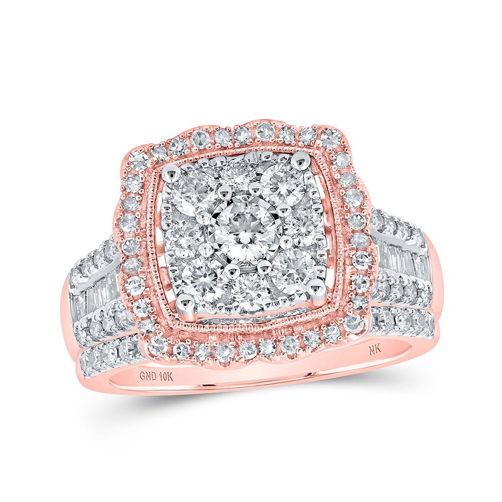 Romantic Rose Gold Diamond Square Bridal Wedding Ring Band Set - Splendid Jewellery