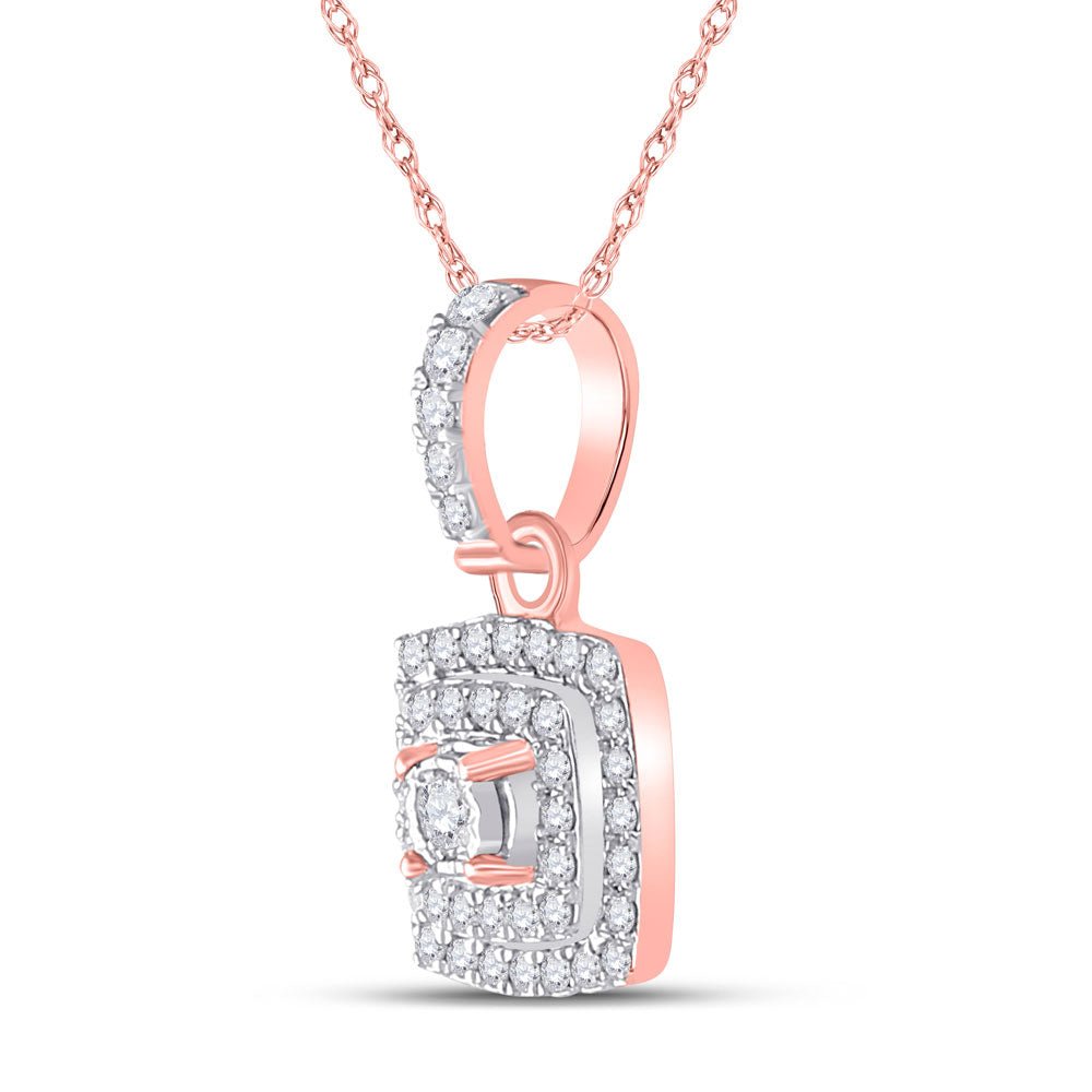 Romantic Rose Gold Diamond Square Pendant - A Captivating Masterpiece - Splendid Jewellery