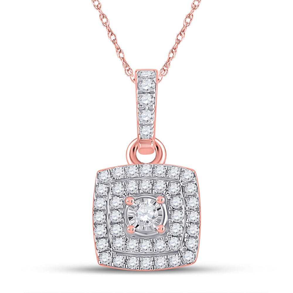 Romantic Rose Gold Diamond Square Pendant - A Captivating Masterpiece - Splendid Jewellery