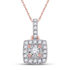 Romantic Rose Gold Diamond Square Pendant - A Captivating Masterpiece of Elegance - Splendid Jewellery