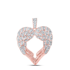 Romantic Rose Gold Diamond Wing Heart Pendant - Splendid Jewellery